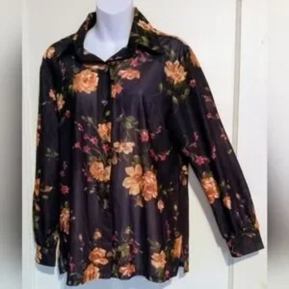 Blair Yellow and Navy-blue Button Down Shirt with Floral Print
